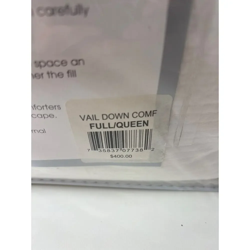 Charter Club Vail Goose Down Comforter White Stripe Baffle Box USA FULL QUEEN